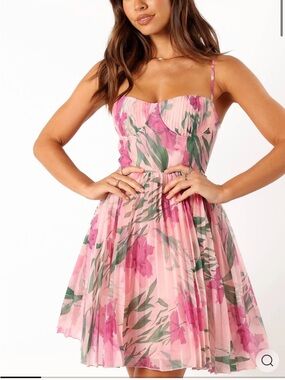 Petal & Pup Pink Floral Pleated Mini Dress NWT XS